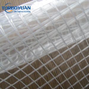 Construction use HDPE mesh tarpaulin leno tarp with blue strips for scaffolding